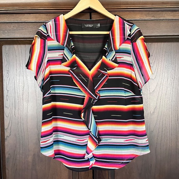 Lauren Ralph Lauren Tops - LAUREN RALPH LAUREN Summer Top Blouse Womens M - Colorful Flutter
